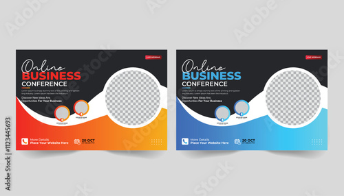 Modern Corporate Business Conference Flyer Template. Professional A4 Brochure Design Layout, Horizontal Business Conference brochure flyer design layout template