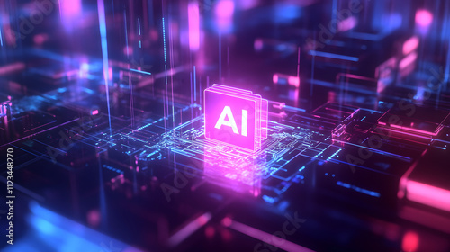 AI chip glowing in a digital fortress of data protection 
