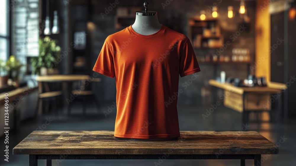 Obraz premium Thermal Tee 3D Mockup in Mustard Color. Generative AI