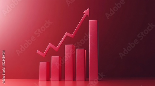 Free Download A red-themed graph showing increasing bars and a rising line, symbolizing growth and positive trends in data. - GFXLoad