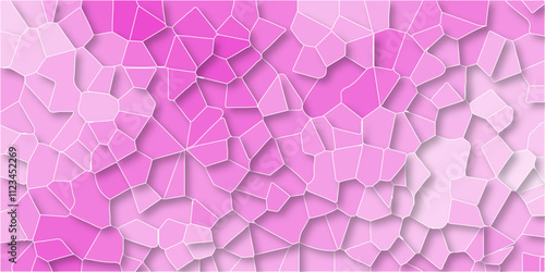 Abstract colorful background with triangles. background of crystallized. Light pink Broken quartz stained Glass Background. 3d quartz glass natural fragment with white Stroke. Abstract mosaic pattern.