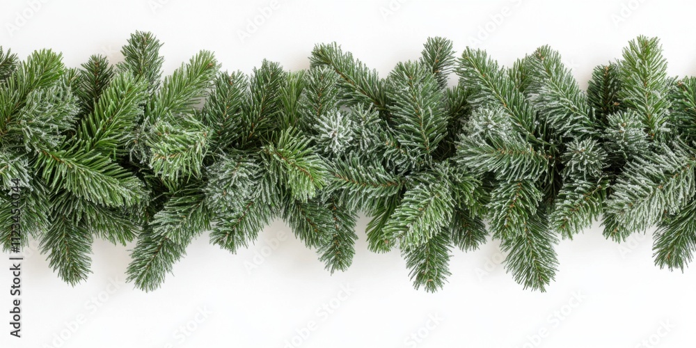 Obraz premium Festive pine branches on white background