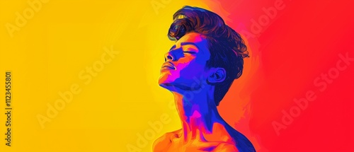 Vivid Abstract Portrait Showcasing Semi-Realistic Figure, Bold Colors, Stained-Glass Effects, and a Dynamic Modern Art Style