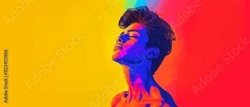 Vivid Abstract Portrait Showcasing Semi-Realistic Figure, Bold Colors, Stained-Glass Effects, and a Dynamic Modern Art Style