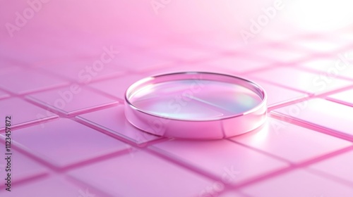 3D magnifying glass icon inside computer window on pink background. Generative AI