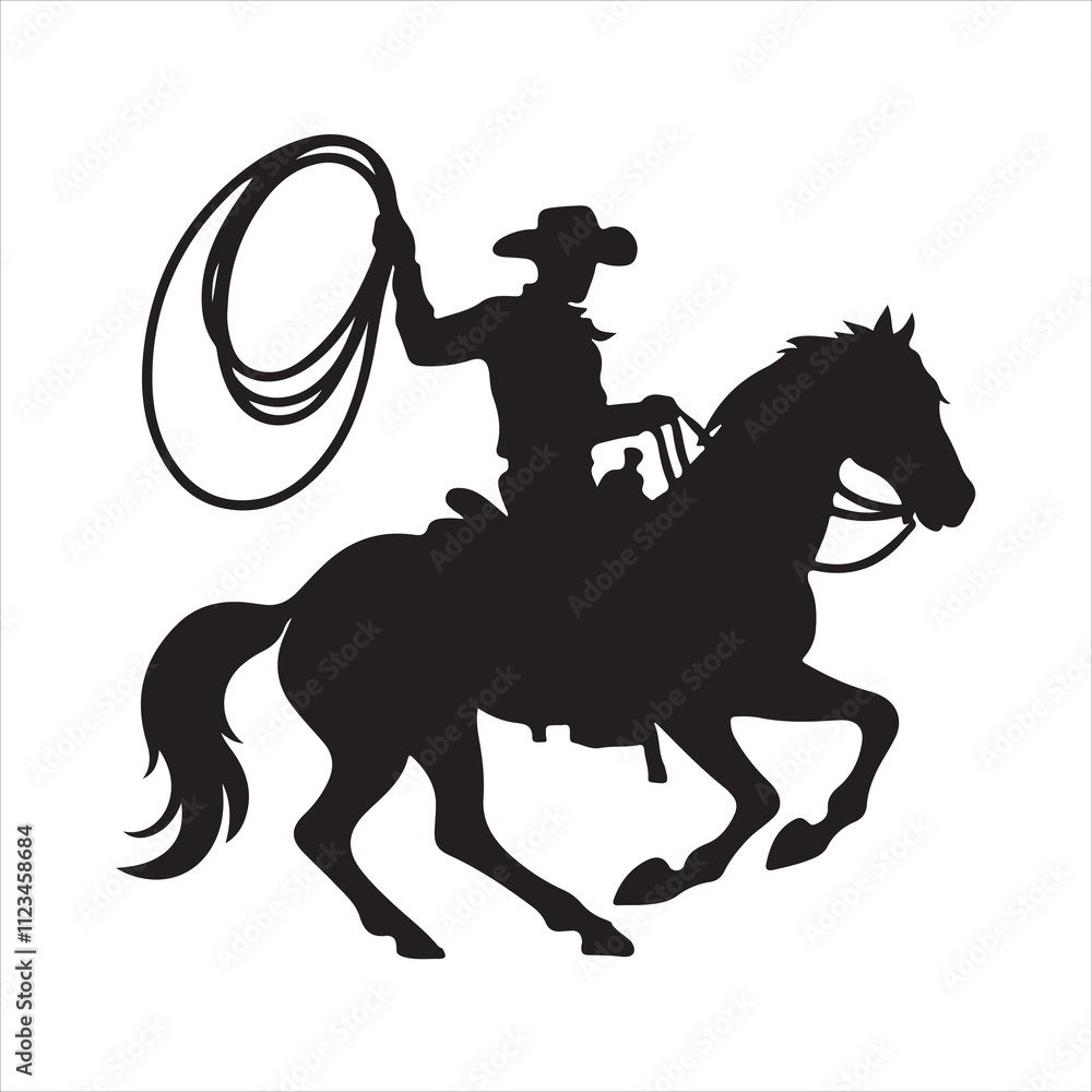 Naklejka premium cowboy silhouette on white background 