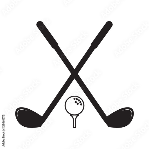 golf stick black silhouette vector. Pair of iron or wedge golf club flat icon