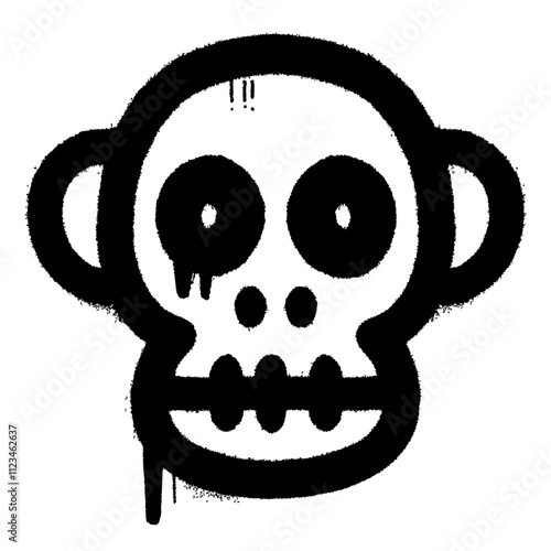 Wallpaper Mural black and white Spray-Painted Graffiti monkey skull icon isolated on white background, vector Torontodigital.ca