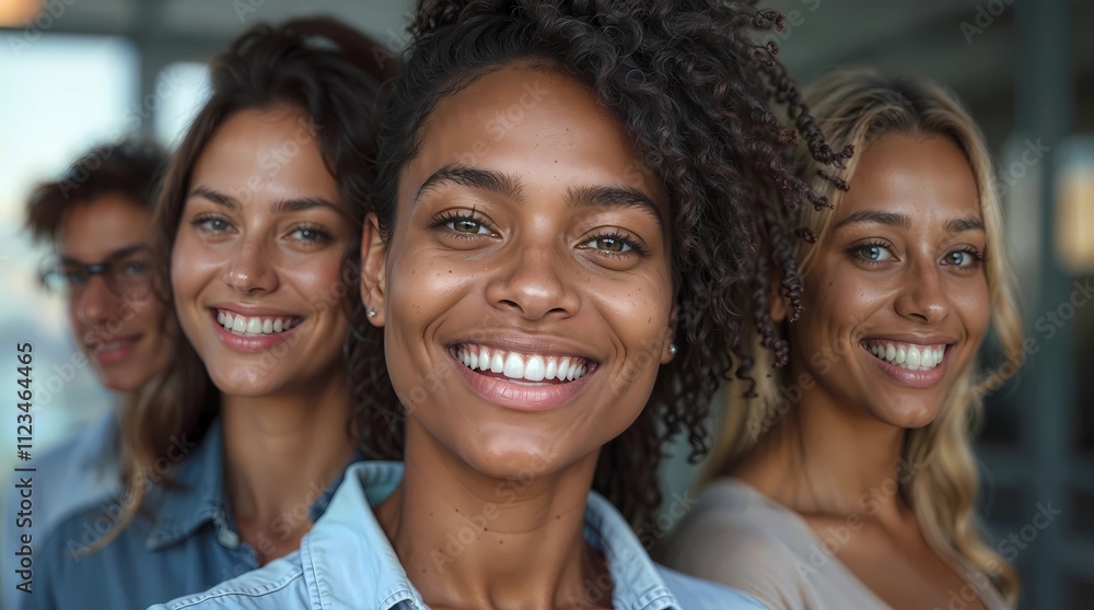 Fototapeta premium Image of inclusion, diversity and entrepreneurs in the office, working as a team, supported and happy. Smile, collaborate and be inclusive with your team of employees through mission.