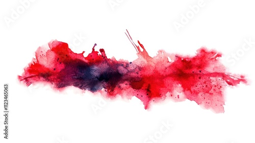 Colorful abstract watercolor splash with red, blue, and black on white background.