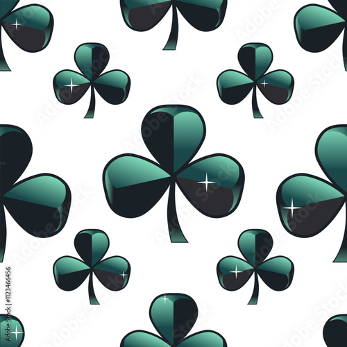 Poker gemstone seamless pattern, symbol of luxury and wealth, isolated on white background.