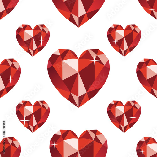 Poker gemstone seamless pattern, symbol of luxury and wealth, isolated on white background.