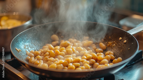 Boiled and cooked beans in bowl, healthy protein source for vegans, legume based food rich in nutrients, vegetable dish satisfies vegetarians. photo