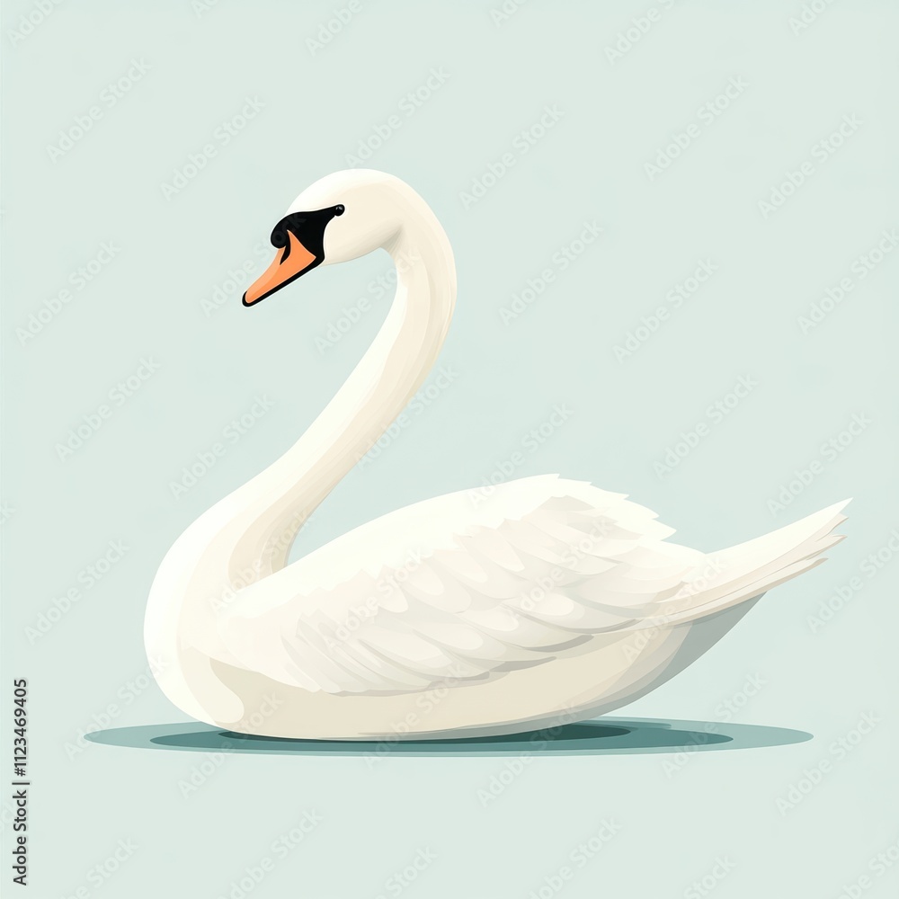 Fototapeta premium Elegant swan swimming gracefully on a serene water surface.