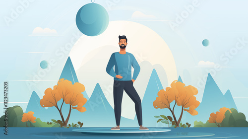 Sporty man in the park on the sports ground. The man doing sports exercises. Healthy lifestyle concept