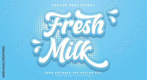 Creamy Fresh Milk 3d editable text effect Template Premium Vector
