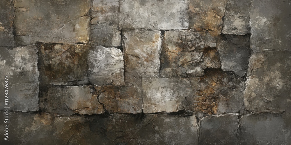 Fototapeta premium Rustic stone wall with mossy texture