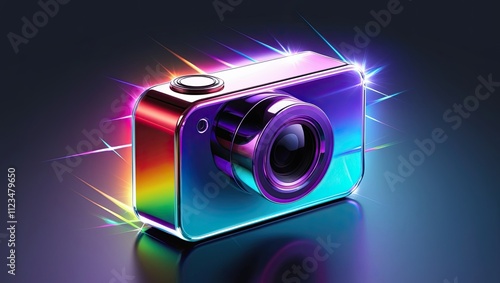 Camera with Glossy Vibrant Rainbow  Finish and Lens Sparkle photo