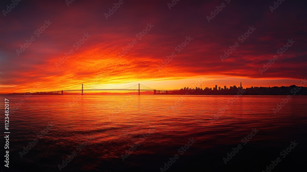 Obraz premium Stunning sunset over golden gate bridge