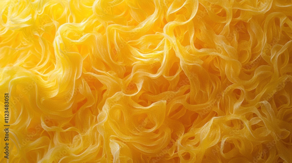 Tangled yellow noodles in chaotic swirls Tangled yellow noodles in chaotic swirls