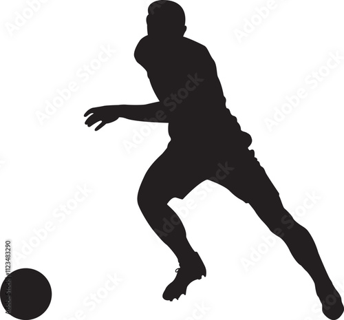 Silhouettes of soccer footballer with the ball Vector illustration