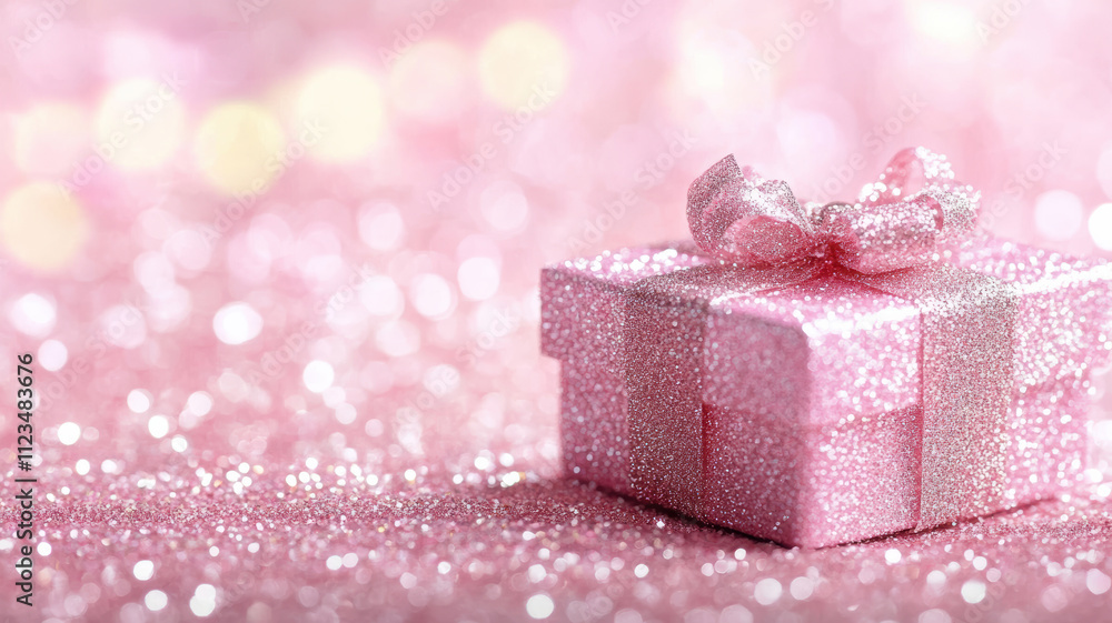 Fototapeta premium Elegant Christmas present with bokeh lights