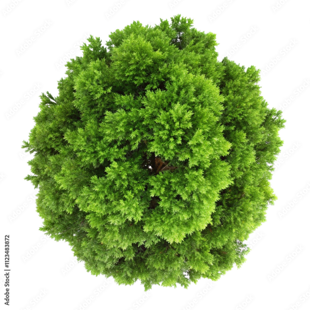 Obraz premium top view of a lush green tree isolated on transparent background
