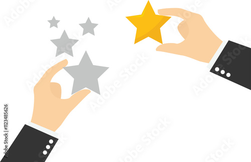 Quality vs quantity. High quality star valuable than other ordinary stars. Modern vector illustration in flat style.

