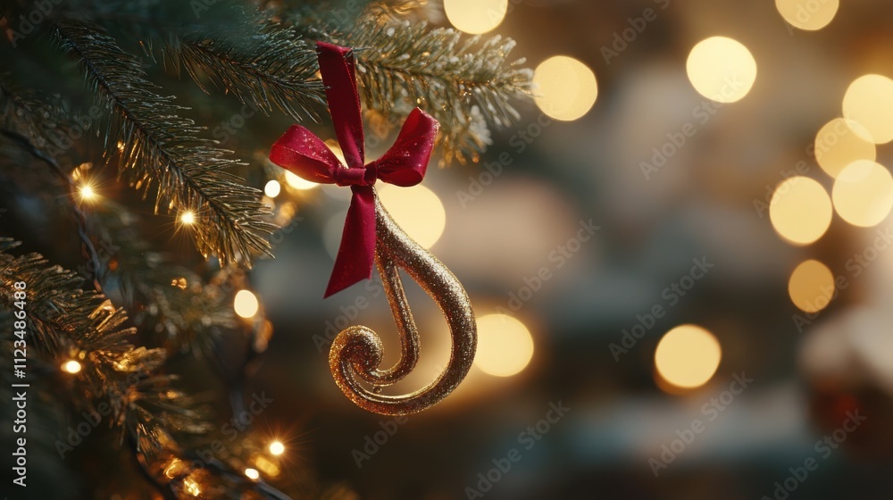 Obraz premium Treble clef ornament on pine branch