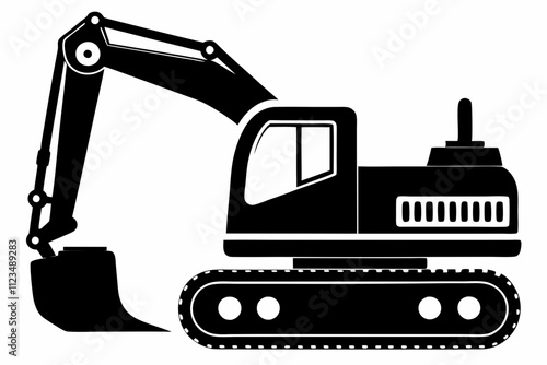 Backhoe silhouette on a white background. Vector illustration.