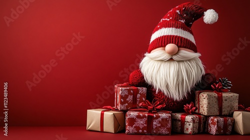 Christmas gnome with gift box