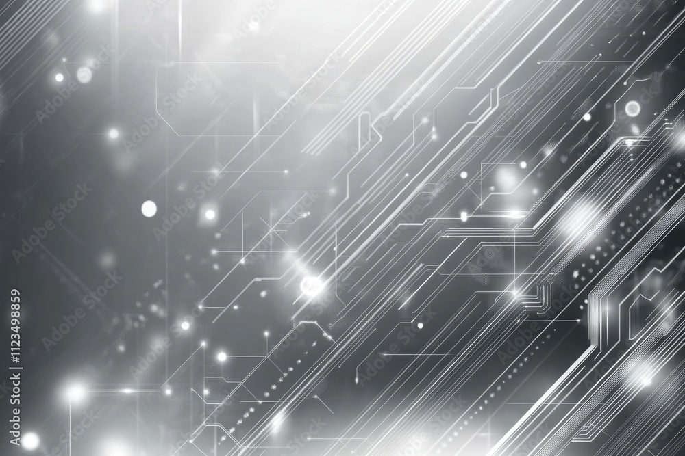 Obraz premium Soft Focused Gray Technology Backdrop with Subtle Silver Lines and Abstract Design Elements