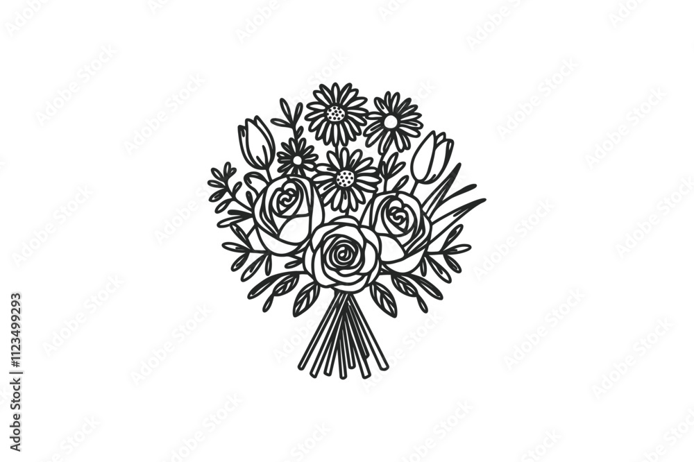 Obraz premium Elegant Flower Bouquet Icon: A Symbol of Beauty and Grace