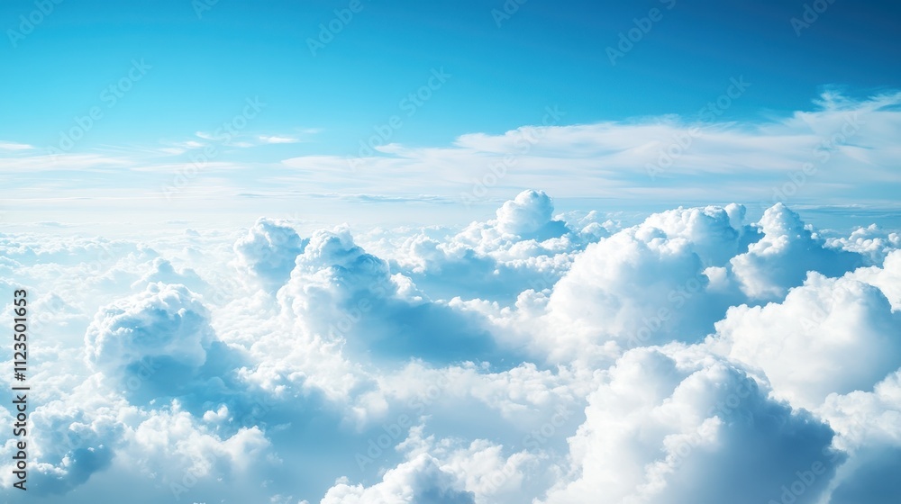 Naklejka premium White Fluffy Clouds in a Blue Sky Viewed from Above