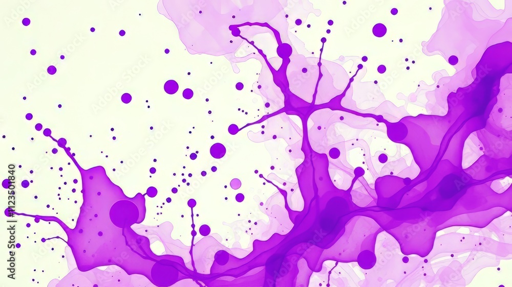 Naklejka premium Abstract Purple Watercolor Splashes - Vibrant AI Art