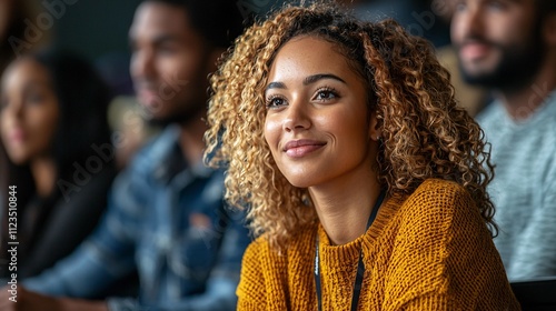 A personal branding workshop featuring professionals learning about online presence and recognition Stock Photo with side copy space