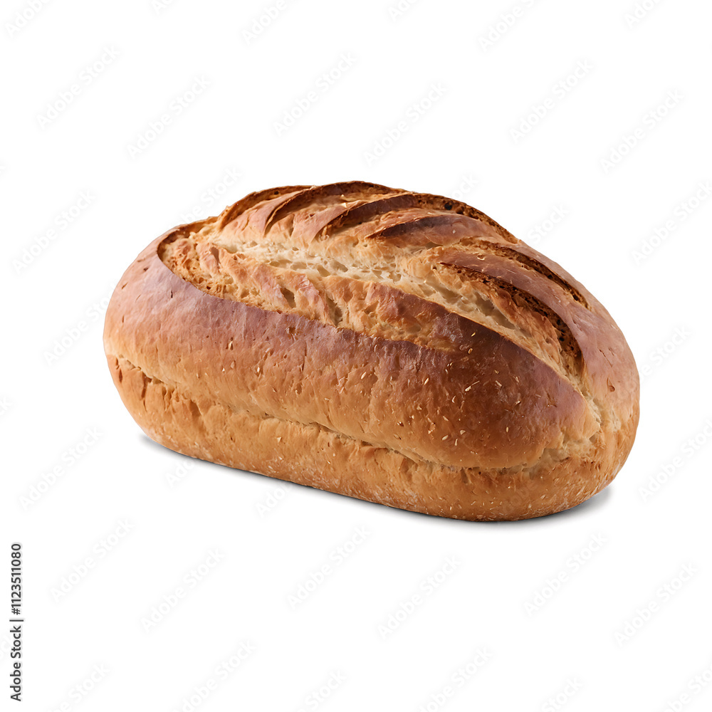 Delicious Crusty Artisan Bread, Golden Brown Baked Loaf. Transparent Background. Delicious Crusty Artisan Bread, Golden Brown Baked Loaf. Transparent Background.