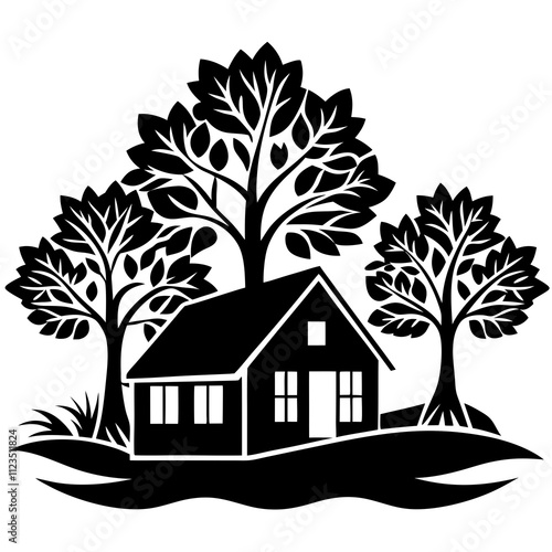 house with tree