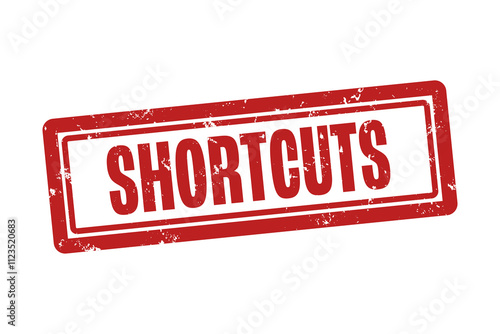 Shortcuts. A red stamp isolated on white background. photo