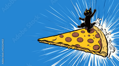 Pizza Surfing Cat: Bold and Humorous Vector Art