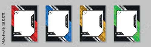 Photo frame or border collection for hockey, basketball and football player, trading card template design for sports, picture frame for player performance, sports flyer design, template eps 10.