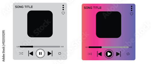 Music or video play bar icon. Audio player for songs or podcast playlist. vector eps10