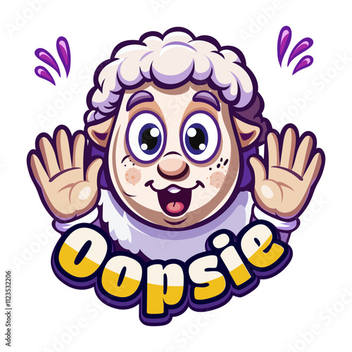 A flat sticker of a cartoon making an apology for his blunder 