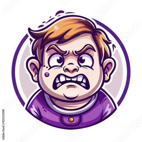 A flat style sticker of a boy feeling irritation 