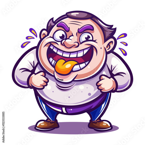 A flat sticker of a teasing character 