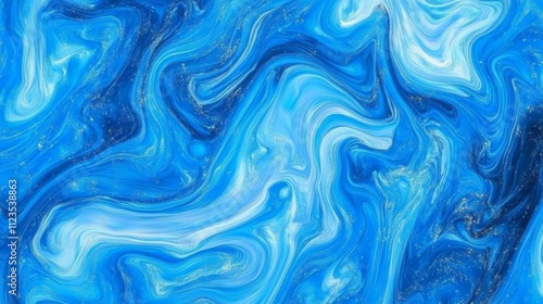 Abstract Blue Swirl Marble Texture Fluid Acrylic Painting, Digital Art, Ocean Concept Abstract art, Fluid art