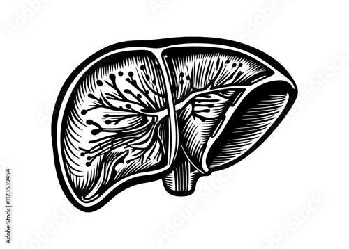 Vector sketch of human lungs, ideal for medical, healthcare, and anatomical designs related to respiratory health and systems.