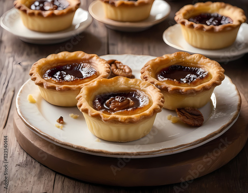 close-up image of a plate of butter tarts photo