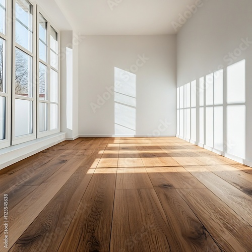 Wallpaper Mural Bright and Airy Room with Wooden Floors and White Walls Torontodigital.ca