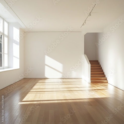 Bright and Airy Modern Room with Wooden Flooring and White Walls